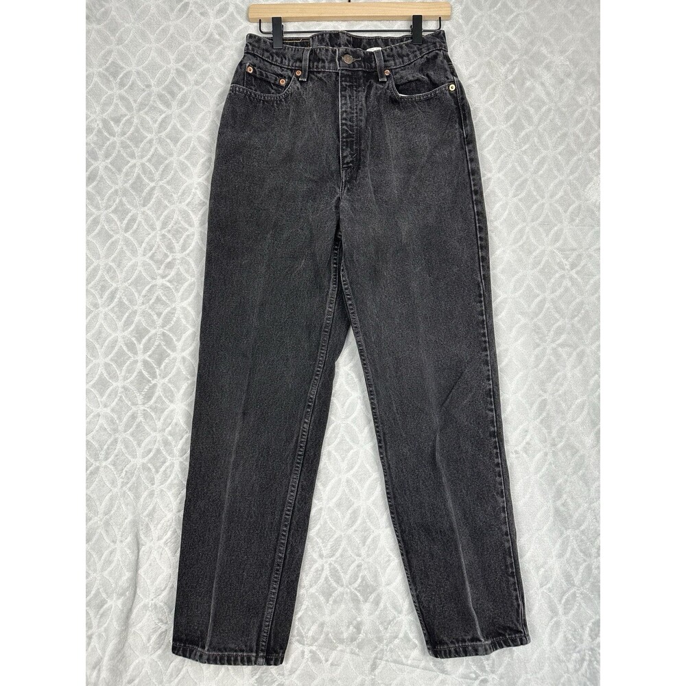 Vtg 90s Levis 512 Jeans Womens 12 30x29 Blank Red Tab Black Wash Straight Grunge